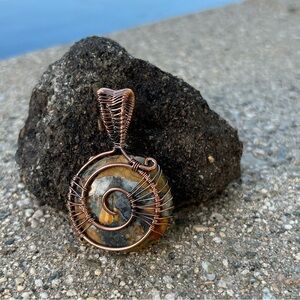 Maligano Jasper Copper Wire Wrapped Pendant